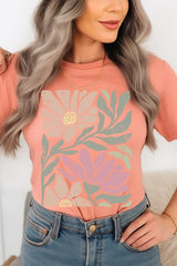 Botanical Pink Daisy Floral Graphic T Shirt