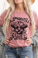Attitude Western Cow Funny Graphic T Shirt