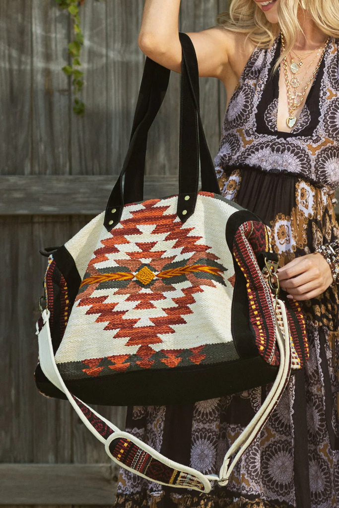 Boho Handwoven Navajo Pattern Weekender Bag – Dainty NYC