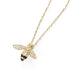 "BEE Mine!" 16"+2" 14 Karat Gold Plated Signity CZ Bee Necklace - Dainty Jewelry NYC