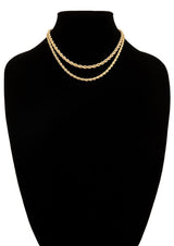 Layered Double Metal Rope Chain Necklace - Dainty Jewelry NYC