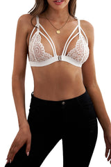Sexy Floral Lace Cage Bralette White - Dainty NYC