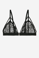 Sexy Floral Lace Cage Bralette Black - Dainty NYC