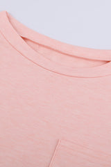 Off The Shoulder Pocket Tee Light Coral Light Pink - Dainty NYC