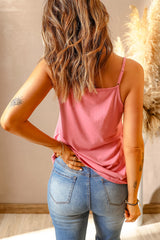 Delicate Floral Lace V Neck Spaghetti Strap Tank Top Pink - Dainty NYC
