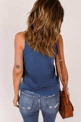 Asymmetrical Strappy Front Sleeveless Tank Top Blue - Dainty NYC