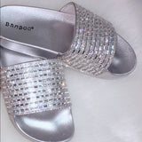 Silver Rhinestone Crystal Slides Sandals - Dainty Jewelry NYC