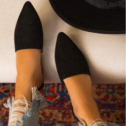 Faux Suede Flat Mules - Dainty Jewelry NYC