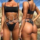 Spaghetti Strap Criss Cross Bikini Swimsuit - Dainty Jewelry NYC