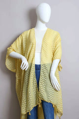 Pom Trimmed Jacquard Kimono