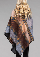 Scarlett Woven Plaid Poncho with Button Detail
