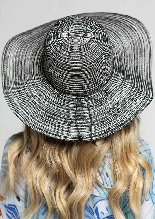 Black White Swirl Stripe Sun Hat - Dainty NYC