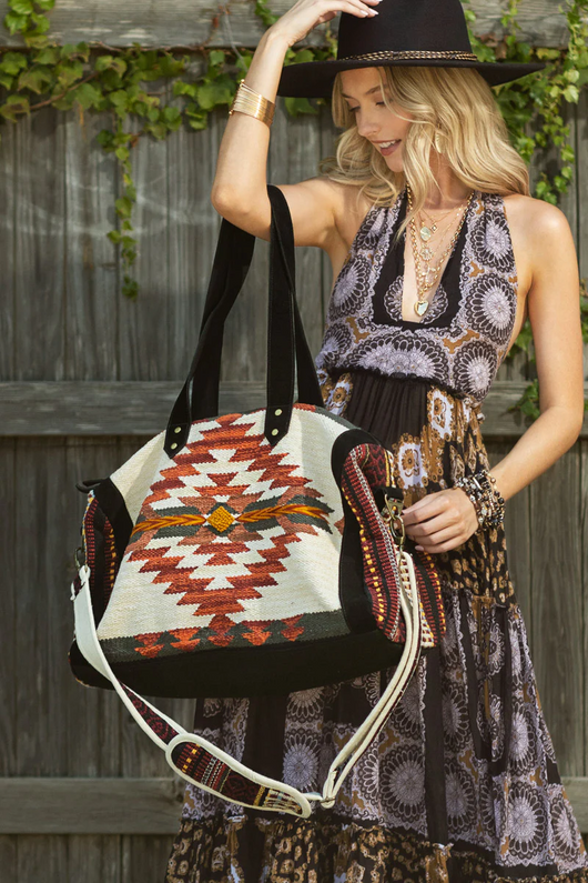 Boho Handwoven Navajo Pattern Weekender Bag – Dainty NYC