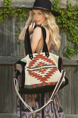 Boho Handwoven Navajo Pattern Weekender Bag - Dainty NYC