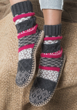 Cozy Gray Pink Ankle Slippers - Dainty NYC
