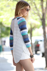 Striped Sleeve Casual Top - Dainty NYC