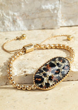 Leopard Glitter Acrylic Adjustable Chain Bracelet - Dainty Jewelry NYC