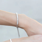 Rhodium Plated CZ Friendship Bolo Bracelet - Dainty Jewelry NYC
