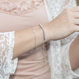 Rhodium Plated Round Bead Bolo Bracelet - Dainty Jewelry NYC