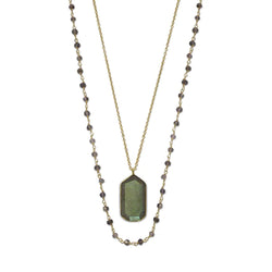 14 Karat Gold Plated Double Strand Iolite and Labradorite Necklace - Dainty Jewelry NYC