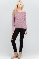 Off Shoulder Solid Sweater Top - Dainty NYC