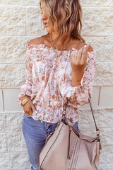 Puff Sleeve Ruffle Floral Print Blouse - Dainty Jewelry NYC