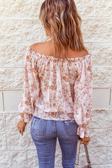 Puff Sleeve Ruffle Floral Print Blouse - Dainty Jewelry NYC