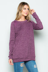 Brushed Knit Long Sleeve Top - Dainty NYC