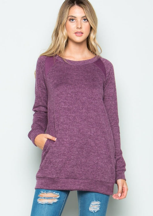 Brushed Knit Long Sleeve Top - Dainty NYC