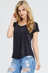 Cap Sleeve Hi-Low Top With Cutout Back - Dainty NYC