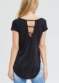 Cap Sleeve Hi-Low Top With Cutout Back - Dainty NYC