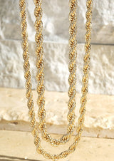 Layered Double Metal Rope Chain Necklace - Dainty Jewelry NYC