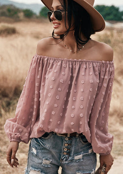 Boho Off Shoulder Loose Bubble Sleeve Top Gypsy - Dainty Jewelry NYC