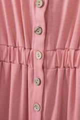 Casual Everyday Button Mini Dress Pink - Dainty NYC