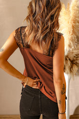 Dainty Rust Orange Brown Tank Top Delicate Lace Straps - Dainty NYC