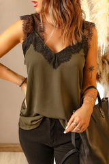 Dainty Olive Sage Green Tank Top Delicate Lace Straps - Dainty NYC