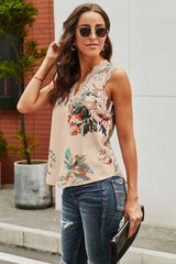 Boho Floral Dainty Lace Trim Camisole Tank Top - Dainty NYC