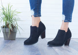 Black Faux Suede Ankle Booties - Dainty NYC