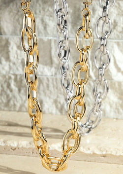 Layered Statement Oval Link Chain Necklace - Dainty Jewelry NYC