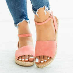 Coral Thick Strap Open-Toe Espadrille Sandals - Dainty Jewelry NYC