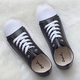 Nadia Faux Leather Sneakers BLACK - Dainty Jewelry NYC
