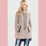 Long Sleeve Top With Cowl Neck - Dainty Jewelry NYC