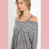 Long Sleeve Cold Shoulder Top - Dainty Jewelry NYC