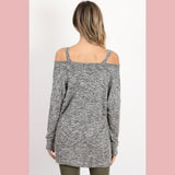 Long Sleeve Cold Shoulder Top - Dainty Jewelry NYC