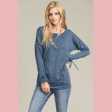 Long Sleeve Top With String Detail - Dainty Jewelry NYC