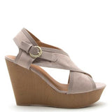 Taupe Criss Cross Wedges - Dainty Jewelry NYC
