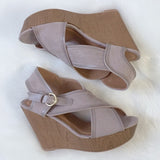 Taupe Criss Cross Wedges - Dainty Jewelry NYC