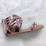 Rose Pink Metallic Strappy Gladiator Sandals - Dainty Jewelry NYC