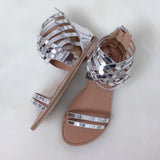 Silver Metallic Strappy Gladiator Sandals - Dainty Jewelry NYC
