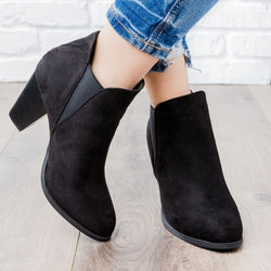 Black Faux Suede Ankle Booties - Dainty Jewelry NYC